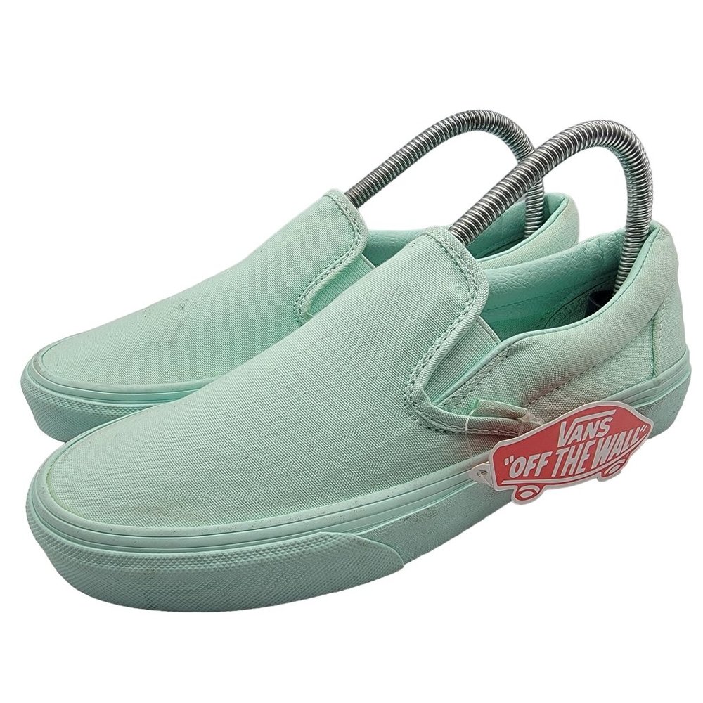 Vans Women Shoes Size 8 Mint Green Solid Casual Slip On Low Top Sneakers